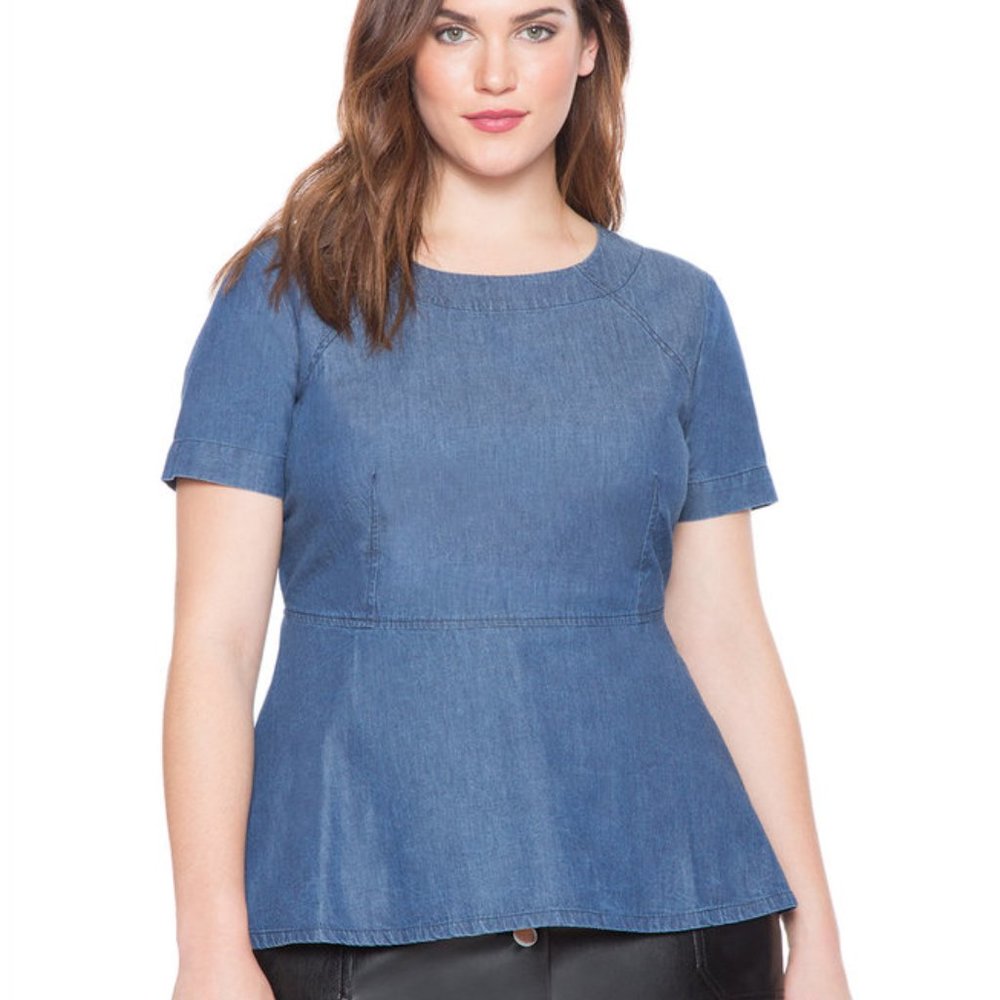 Denim Chambray Peplum Top